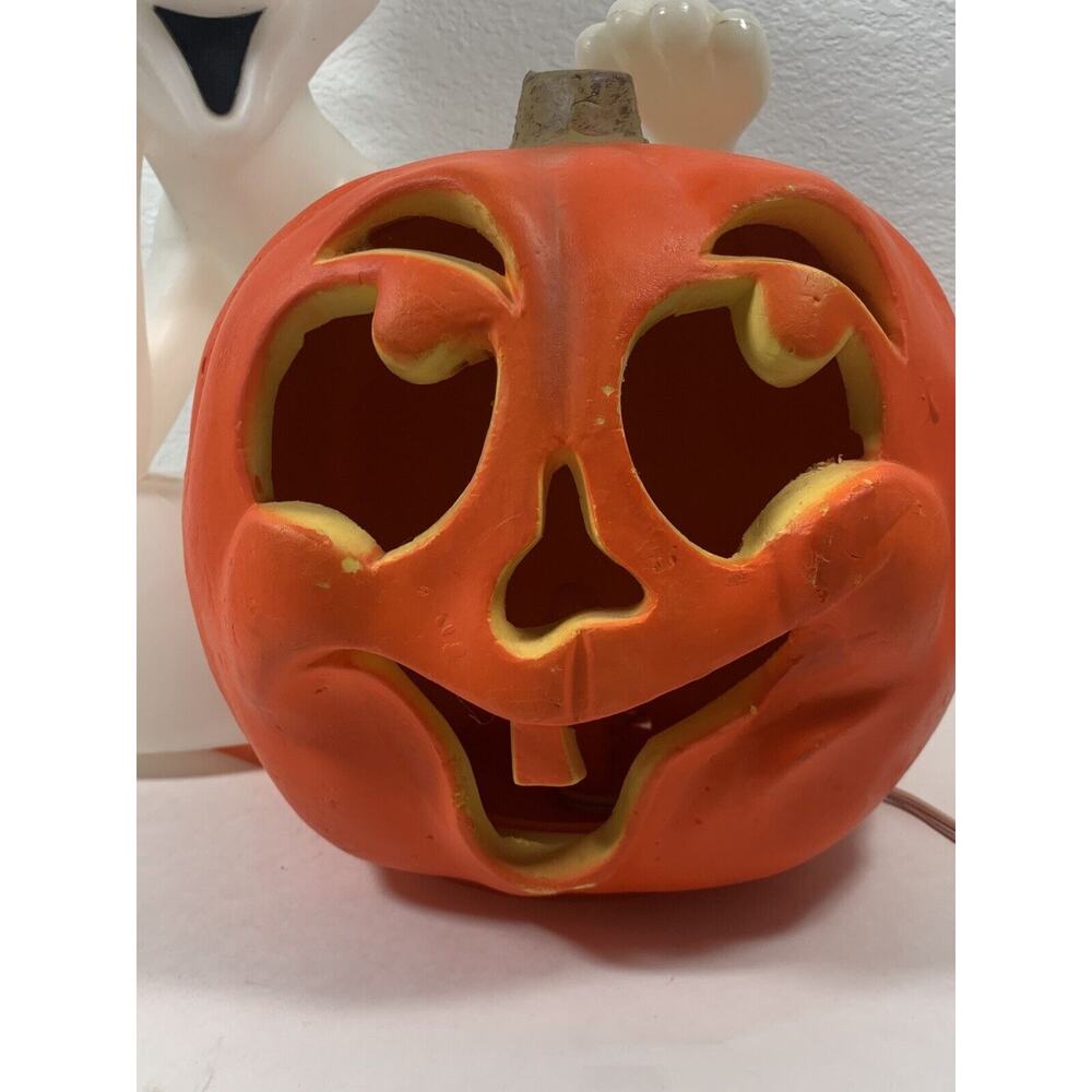 Vintage Seasons by Zanders Ghost Pumpkin Halloween 14" Plastic Blow Mold Light - Picture 9 of 10